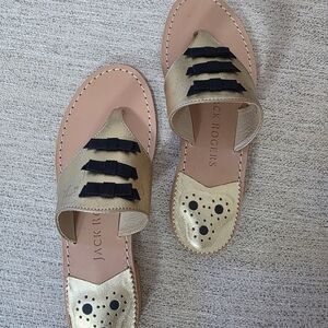 Jack Rogers Metallic Gold and Black Sandals